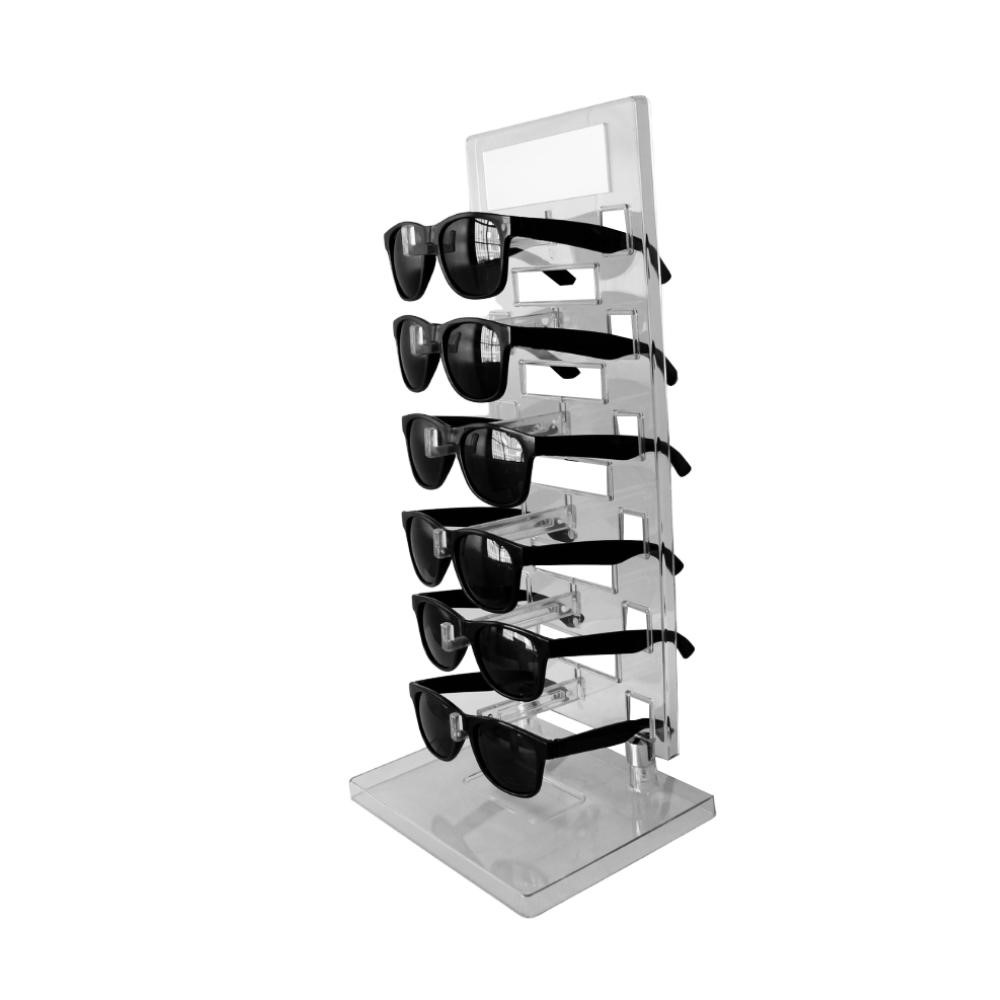 Expositor Torre para 6 Óculos com Espelho EP6L Transparente - Foto 0