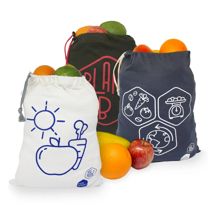 Kit de Sacos Ecológicos Reutilizáveis Grandes para Frutas e Vegetais