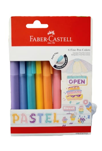 Caneta Faber-Castell Fine Pen Colors 0.4mm Estojo com 6 cores Pastel