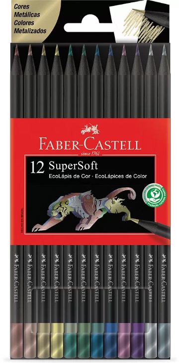Lápis de Cor 12 Cores Metalizadas Faber-Castell Super Soft