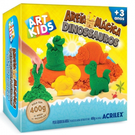 Brinquedo Areia Magica Kit Dino 400g Acrilex