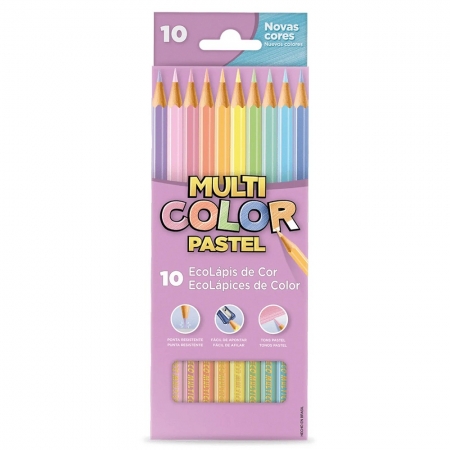 Lapis de Cor Multicolor Tons Pastel com 10 cores