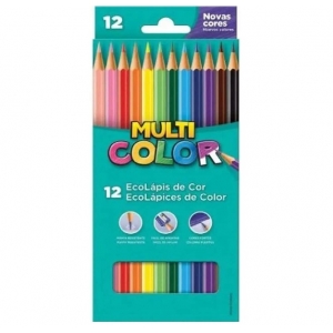 Kit lápis de Cor 12 Cores + 12 Tons de Pele + 10 Tons Pastel Multicolor 