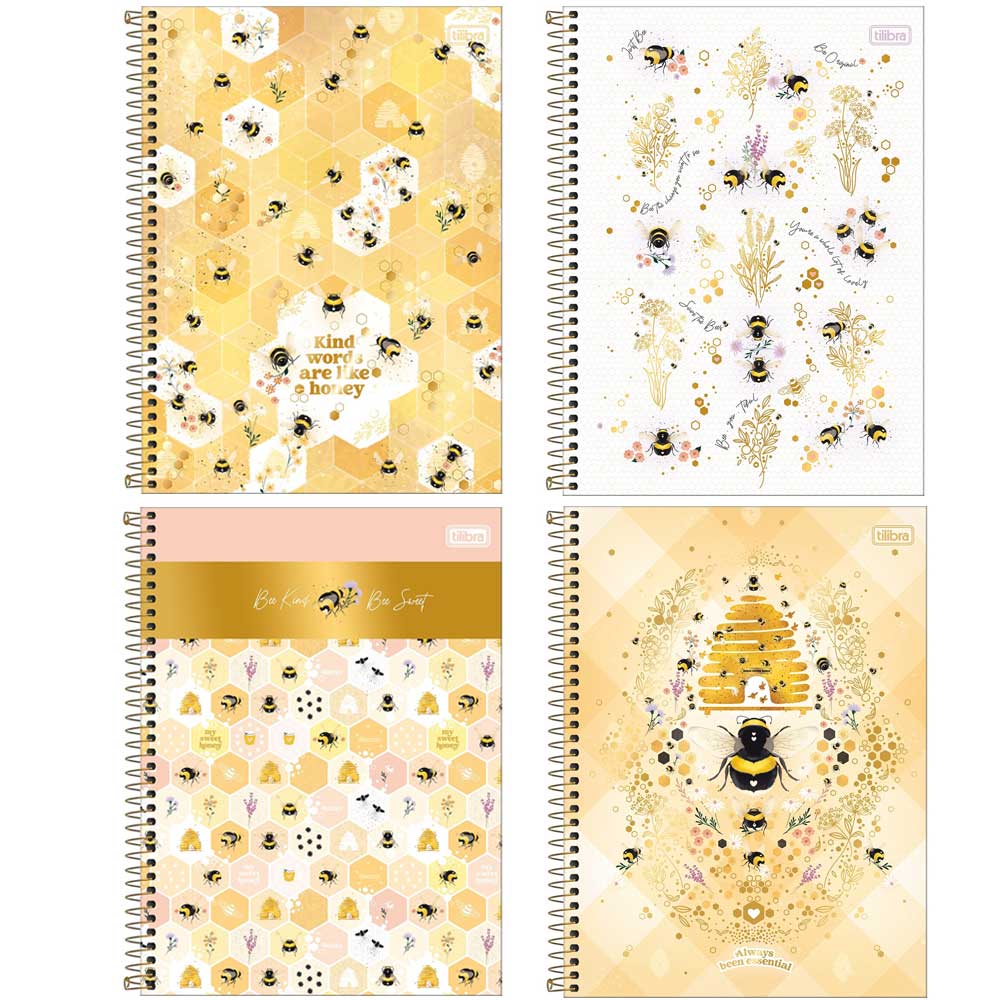 Caderno Espiral Capa Dura Universitário 10 Matérias Honey Bee 160 Fls | Tilibra