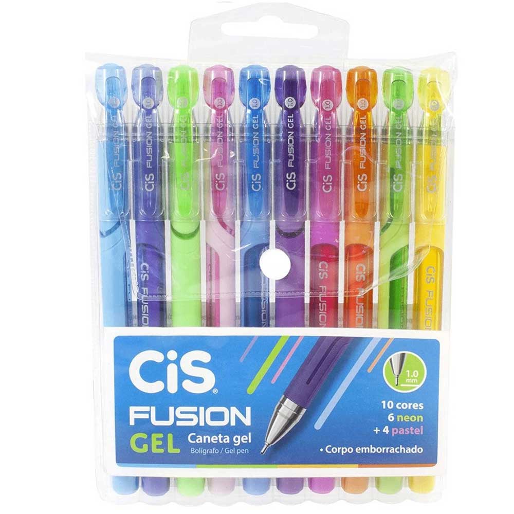 Caneta Gel Fusion 1.0mm Kit c/ 10 Cores Neon e Pastel | CiS