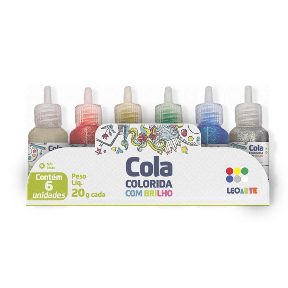 Cola Colorida Com Brilho 20g C/6 cores | Leoarte