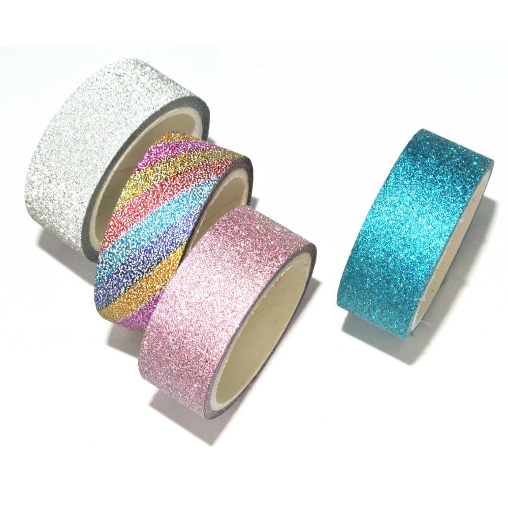 Fita Adesiva / Washi Tape Decorativa Glitter C/4 Peças