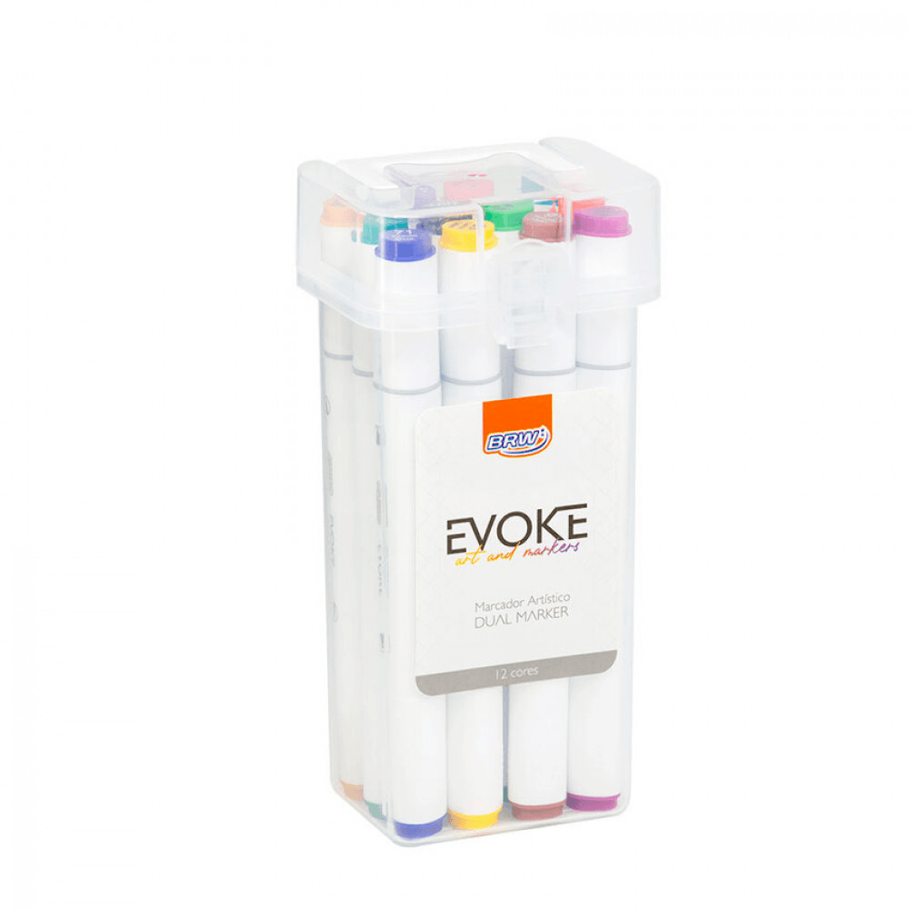 Marcador Artístico Evoke Dual Marker - Estojo c/ 12 Cores | BRW