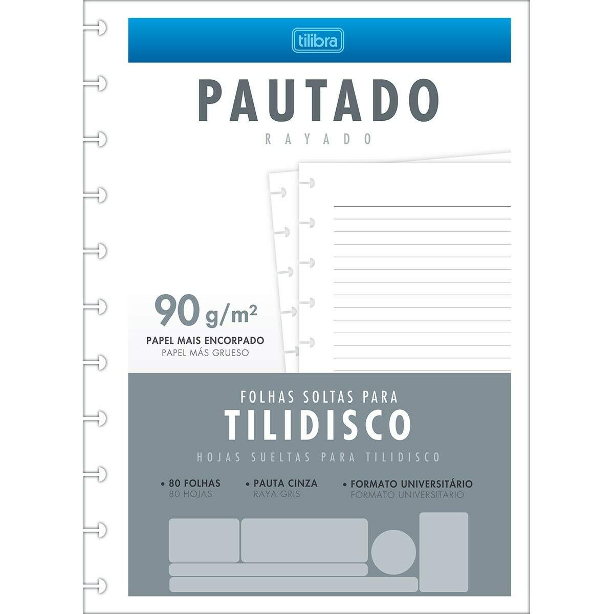 Refil para Caderno de Disco Tilidisco Universitário Pautado 80 Folhas | Tilibra