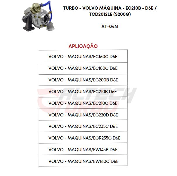 TURBO - VOLVO MÁQUINA - EC210B - D6E / TCD2012LE (S200G)