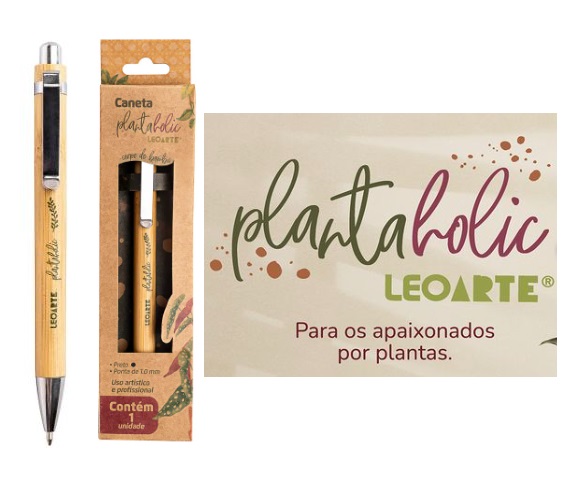 Caneta Plantaholic de Bambu Premium - Tinta Preta Caixa C/1 Und Leoarte