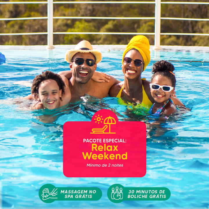 Relax Weekend: Seu Refúgio de Diversão e Relaxamento!  2 Noites (2 pessoas)  + 02 crianças até 14 anos Free  - Cassino All Inclusive Resort Poços