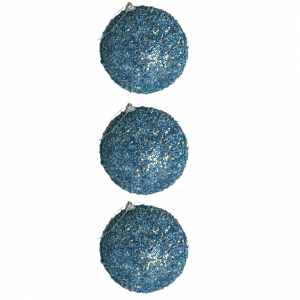 Bola Decorativa Glitter Azul 10cm - Conjunto com 3