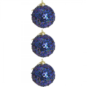 Bola Decorativa Glitter Azul 8cm - Conjunto com 3