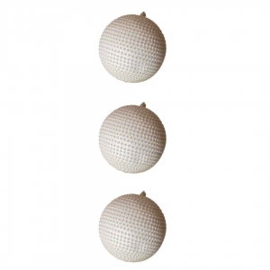 Bola Decorativa Glitter Branca 10cm - Conjunto com 3