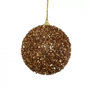 Bola Decorativa Glitter Cobre 10cm - Conjunto com 3