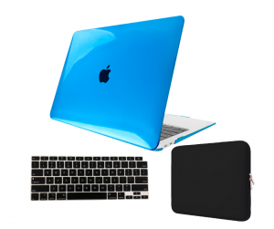 Kit Capa Case Macbook New Pro 13? Azul Royal Cristal + Capa Neoprene + Película de Teclado
