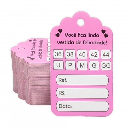 Cartela Tag para Roupas - Pacote com 1.000 unidades (36-44 / U-GG) - Castelinho Pink