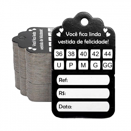 Cartela Tag para Roupas - Pacote com 1.000 unidades (36-44 / U-GG) - Castelinho Preto