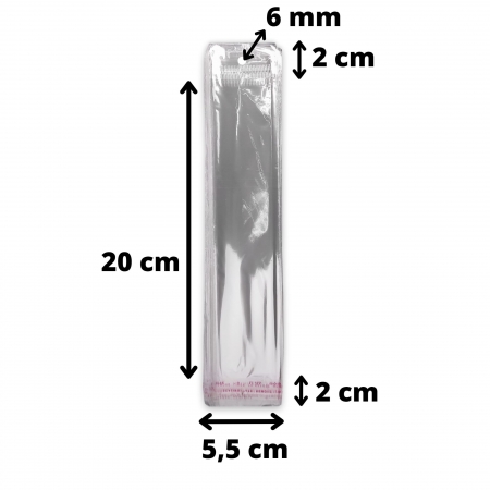 Saquinho Transparente com cola Tamanho 5,5x20cm Com Furo 100 unidades