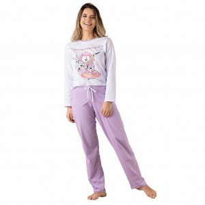 Pijama Longo Adulto Feminino Circo da Mel - Malha Algodão