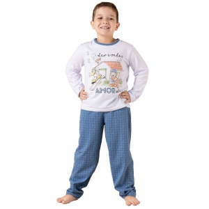 Pijama Longo Infantil Masculino Lar - Malha Algodão