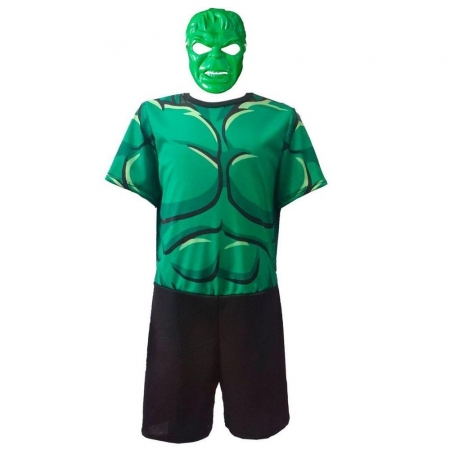 Kit Fantasia Hulk + Máscara Plástica Verde