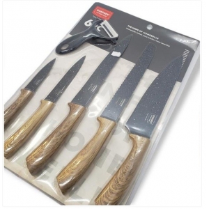 Conjunto de facas, faqueiro aço Inox c/ 6 peças para cozinha