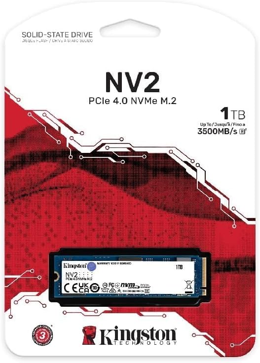 SSD 1TB KINGSTON NV2 M.2 NVME SNV2S/1000G, Leitura: 3500 MB/s e Gravação: 2100 MB/s