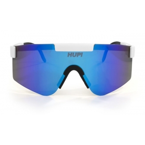 Óculos de Sol Maverick Hupi Branco Preto Lente Azul Espelhado