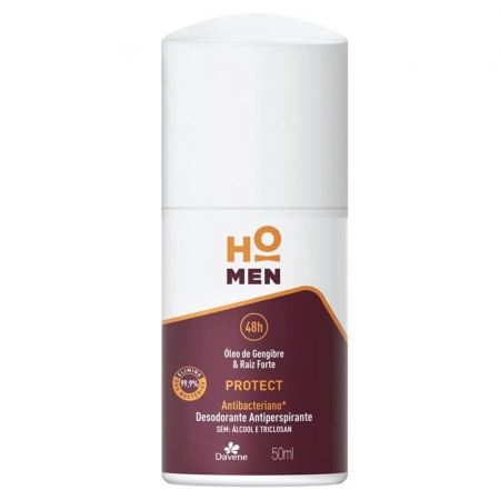 Desodorante Antiperspirante Davene Ho Men Protect Antibacteriano Roll On 50ml