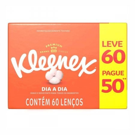 Lenço de Papel Kleenex Dia a Dia Leve 60 Pague 50