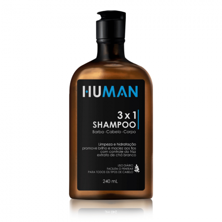 Shampoo 3 em 1 Human Barba, Cabelo e Corpo 240ml