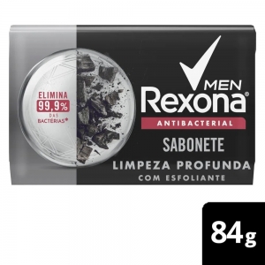 Sabonete Barra Antibacterial Rexona Men Limpeza Profunda Esfoliante 84g