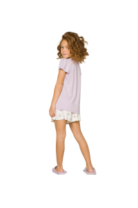 Short Doll Infantil - Blusa Lilás e Shorts com Estampa