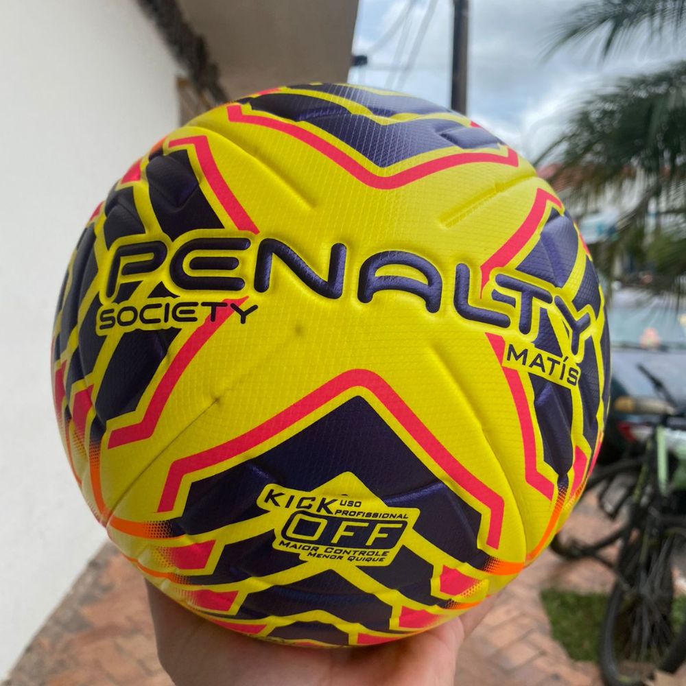 Bola de Futebol Society Penalty Matís Kick Off Pro - Amarelo/Roxo