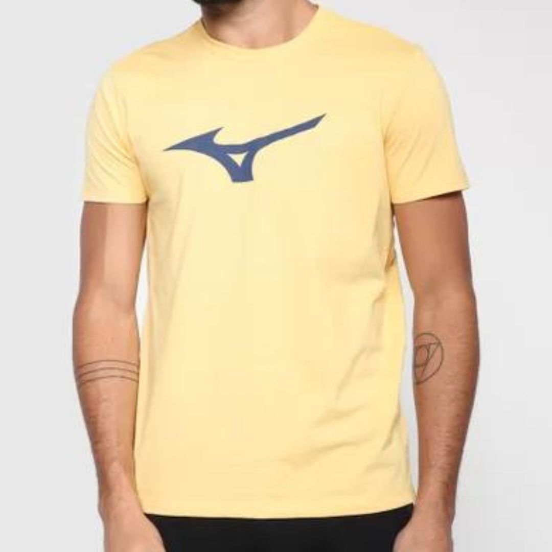 Camiseta Mizuno Basic Big Logo 2 Masculina - Amarelo Claro