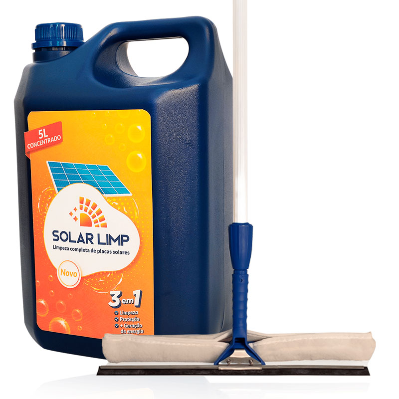 Kit de limpeza Solar Limp 5L + Rodo Telescópico 45cm c/ cabo 3m