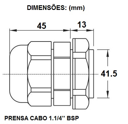 PRENSA CABO BSP 1.1/4 P+P B114PP PT - Loja Virtual BSE Painéis