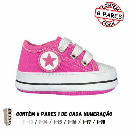 (GRADE 6 PÇ) Tênis Starzinho de bebê Estrelinha (Pink)