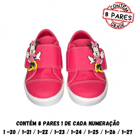 (GRADE 8 PÇ) Tênis Starzinho Infantil Velcro Minnie (Pink)