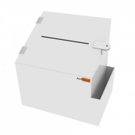 Miniaturas (Thumbnails) do Produto Caixa de Sugestão em Acrílico Branco Pequena - 15x10x20cm