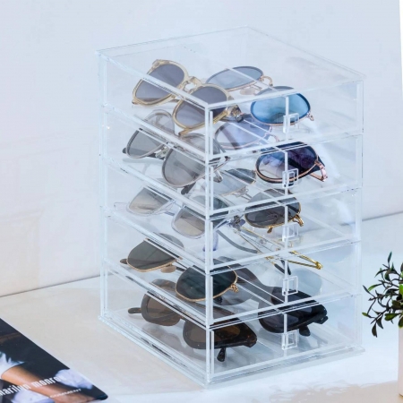 Miniaturas (Thumbnails) do Produto Organizador para 10 Óculos em Acrílico com 5 Gavetas Dupla