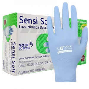 Luvas Nitrílica Sensi Soft Azul sem Talco Caixa com 100 un (Certificação CA 35633)