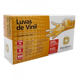 Luvas Vinil Transparente com Amido Caixa com 100 un (Certificação CA 36681)