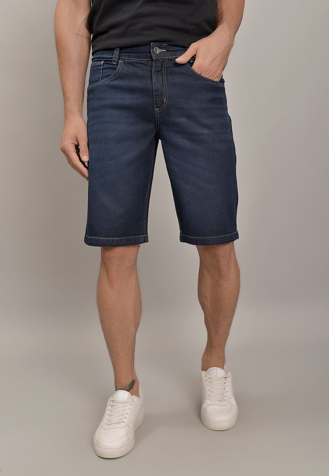Bermuda Jeans Slim Lavagem Escura Masculino Lemier Collection