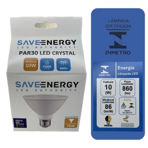 Lâmpada LED PAR30 10W 6500K Branco Frio IP40 Crystal Saveenergy