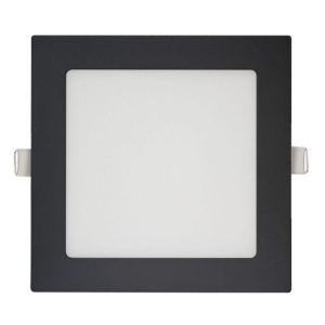 Plafon LED 12W Embutir Quadrado Preto 3000K Branco Quente