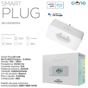 Smart Plug Bivolt 10A Branco Wifi