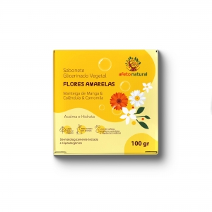 Kit 3un Sabonetes em Barra Vegetal Infantil Hipoalergênico 100g Flores Amarelas | Afeto Natural